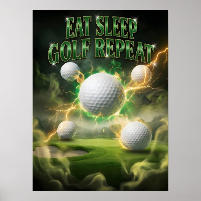 Póster Golf Tranquilo Neon Repite (Frente)