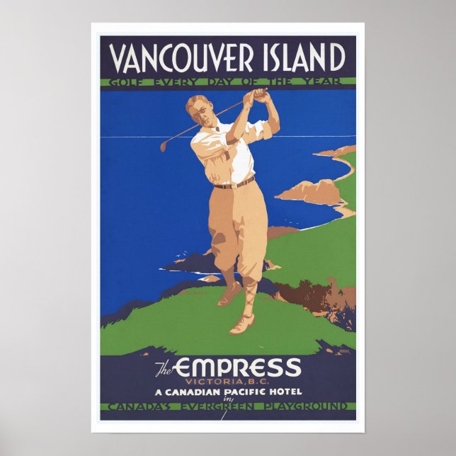 Póster Golf Vancouver Island Canada - Viajes de época (Frente)