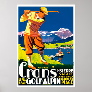 Póster Golf vintage en Suiza