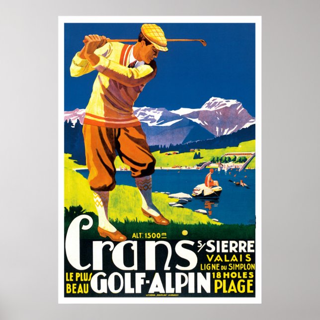 Póster Golf vintage en Suiza (Frente)