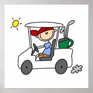 Póster Golfer en carrito de golf