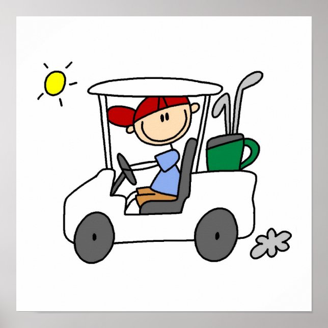 Póster Golfer en carrito de golf (Frente)