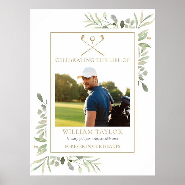 Póster Golfer Funeral Celebration Of Life Photo (Frente)