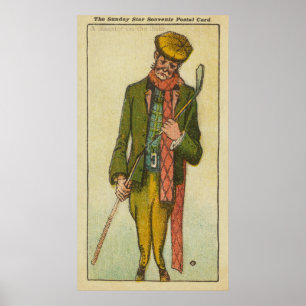 Póster Golfer quien tuvo un desastre en los enlaces