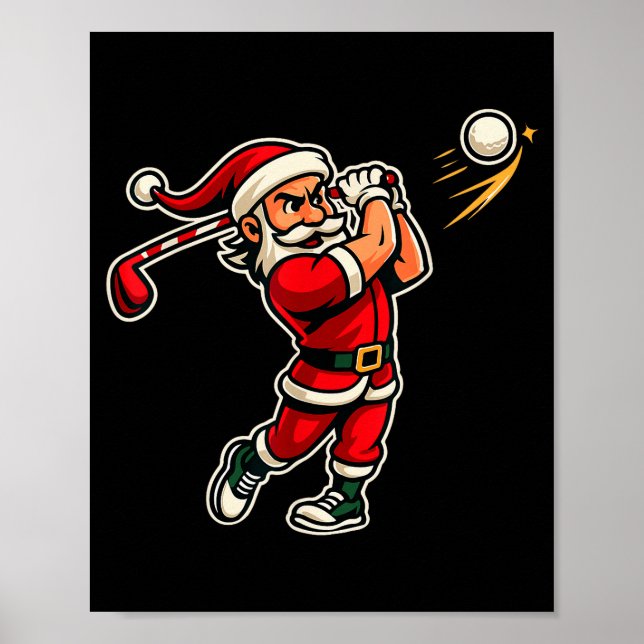 Póster Golfer Santa Christmas Golf Shirt Men Kids Boys Go (Frente)