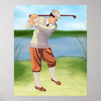 Póster Golfer vintage por el Riverbank
