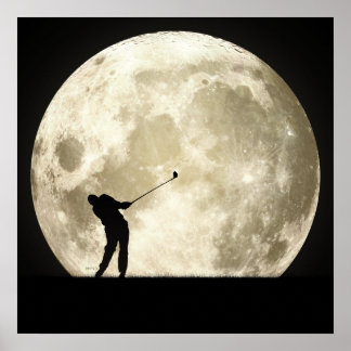 Póster Golfing At Night