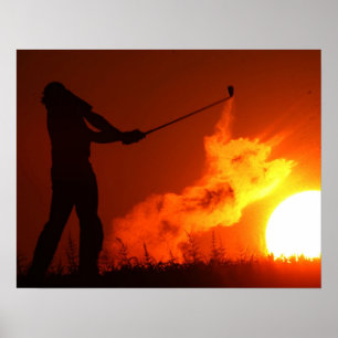 Póster Golfing at Sunset