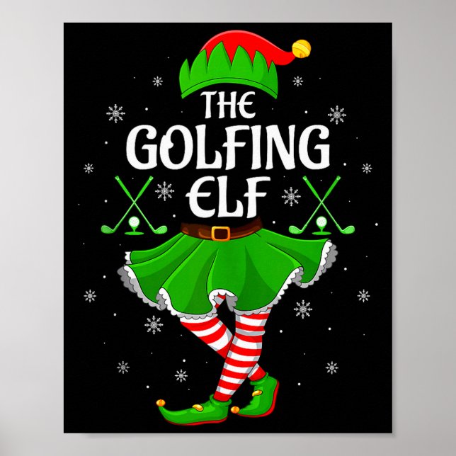 Póster Golfing Elf Christmas Girls Women Elf Squad Xmas F (Frente)
