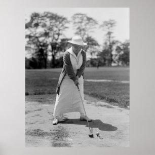 Póster Golfing femenino vintage, años 1910