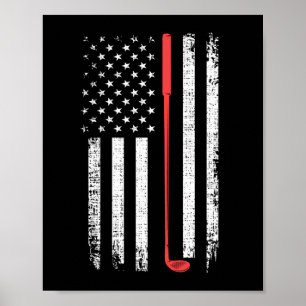 Póster Golfing Gift for Men, American Flag Golf Club Gift
