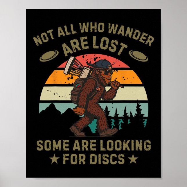 Póster Golfista de disco Sasquatch Divertido Golf de disc (Frente)