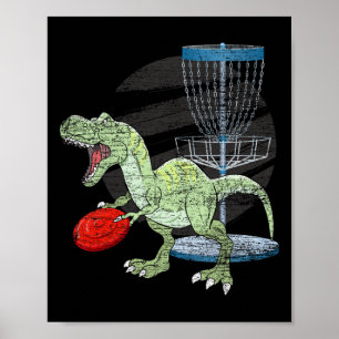 Póster Golfista de Frisbee T Rex Dinosaurio Golfista Disc