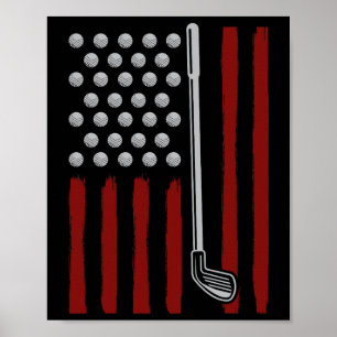 Póster Golfista de la bandera americana 4 de julio hombre