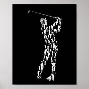 Póster golfista regalo golf swing iron tee