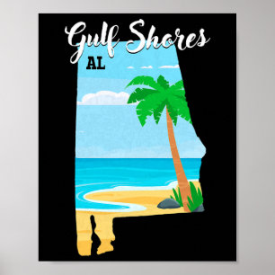 Póster Golfo de Al Vintage Playa Naranja Alabyma Viaje V