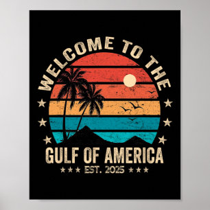 Póster Golfo De Ee.Uu. América Est 2025 Retro Vintage Amé