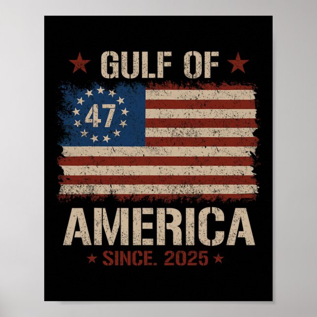 Póster Golfo De Ee.Uu. Est 2025 47th American Flag Gu (Frente)