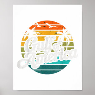 Póster Golfo De Ee.Uu. Est 2025 Golfo Retro Estadounidens