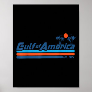 Póster Golfo De Estados Unidos América Est 2025 Retro Pla