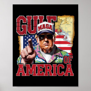 Póster Golfo De Estados Unidos América Trump Saludo Desde