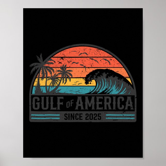 Póster Golfo De Estados Unidos Desde La Playa Retro Vinta (Frente)