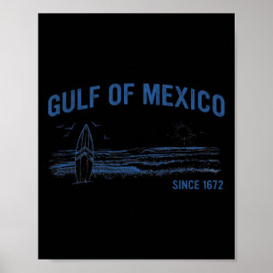 Póster Golfo De México Desde 1672 Vintage Beach Surfing S