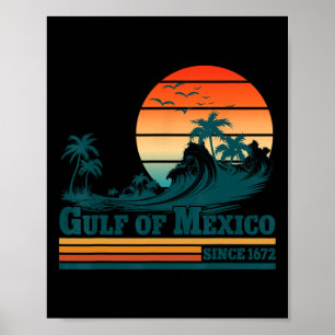 Póster Golfo De México Desde 1672 Vintage Sunset Beach T-
