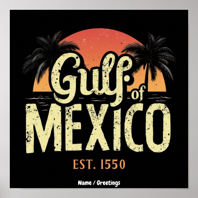 Póster Golfo de México est. 1550  Vibra Retró de Playa Vi (Frente)
