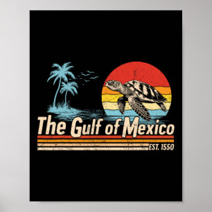 Póster Golfo De México Forever Turtle Vintage Beach Mens