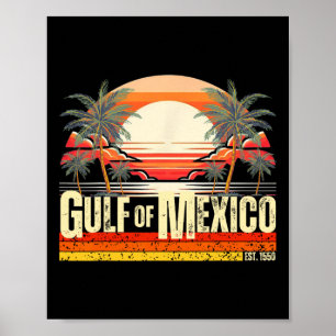 Póster Golfo De México Forever Vintage Beach Retro Sunset