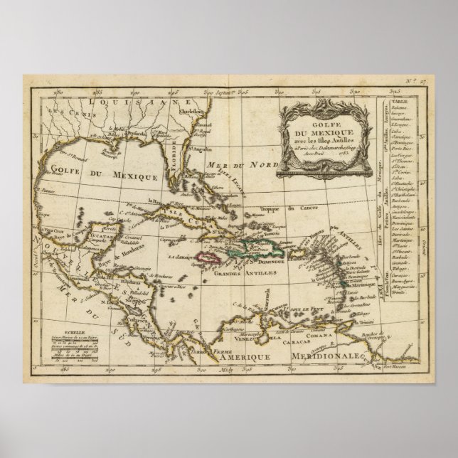 Póster Golfo de México, Islas del Caribe (Frente)