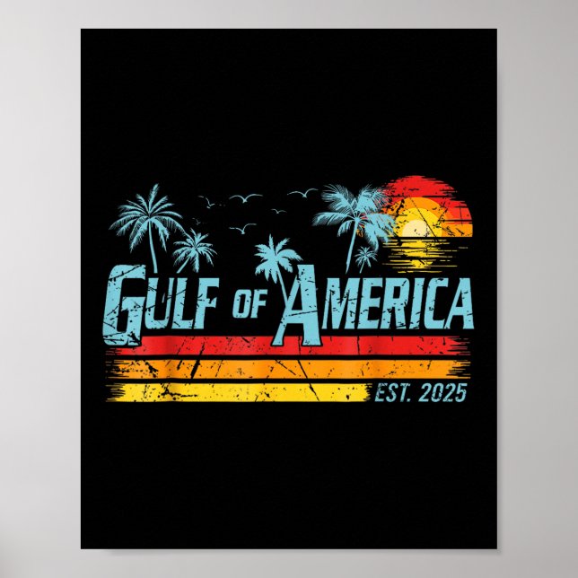 Póster Golfo Retro De Ee.Uu. 2025 Bandera Americana Golfo (Frente)