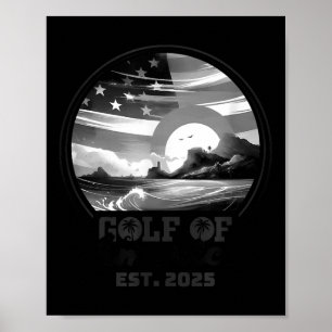 Póster Golfo Retro De Ee.Uu. 2025 Bandera Americana Golfo