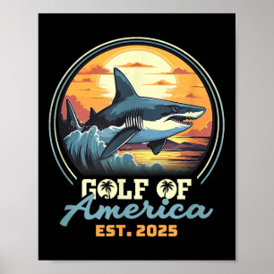 Póster Golfo Retro De Ee.Uu. 2025 Bandera Americana Golfo