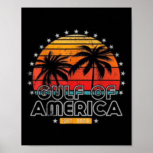 Póster Golfo Retro De Ee.Uu. Est 2025 Estadounidense (Frente)