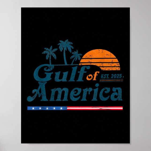 Póster Golfo Retro De Estados Unidos Est 2025 (Frente)