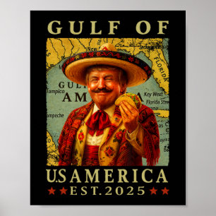 Póster Golfo Retro Estados Unidos México Trump México Tac