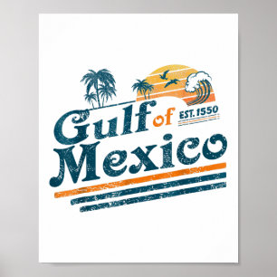 Póster Golfo Retro Vintage De México 1550 Bandera America