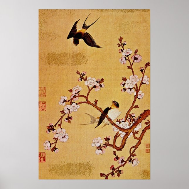 Póster golosinas blancas y ramas de flores, Chiang T'in (Frente)