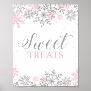 Póster Golosinas rosadas plateadas de Winter Onederland