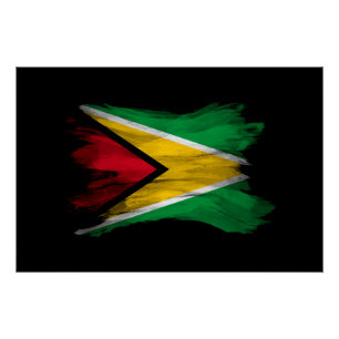 Póster Golpe de pincel de bandera de Guyana, bandera naci