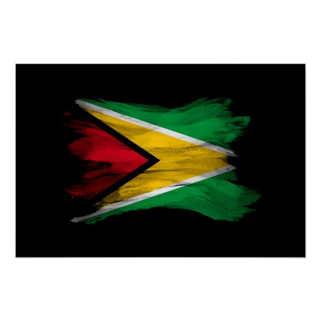 Póster Golpe de pincel de bandera de Guyana, bandera naci (Anverso)