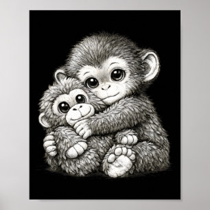 Póster Golpea a un mono con meme de abrazar a un oso de p