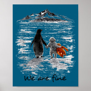 Póster Golpea al bebé mono conoce al pingüino nihilista e