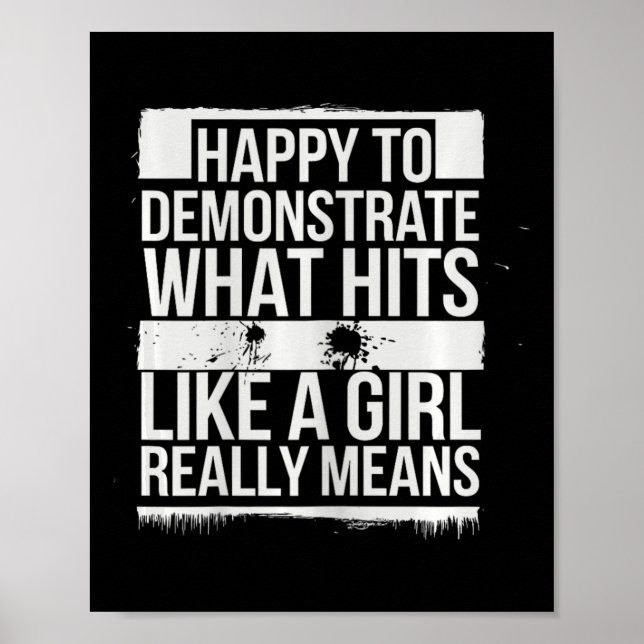 Póster Golpea Como Un Mensaje De Poder De Chica Karate (Frente)