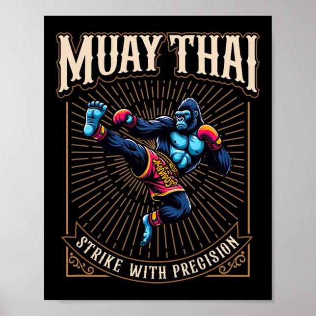 Póster Golpea con Precisión - Gorila de Muay Thai Cool Ki (Frente)