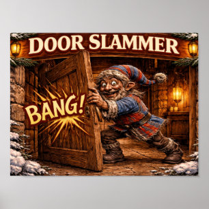 Póster Golpeador de Puertas Duende Islandés de Yule 