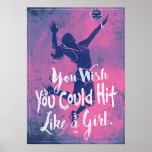 Póster Golpear como un voleibol rosa Chica 2