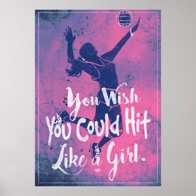Póster Golpear como un voleibol rosa Chica 2 (Frente)